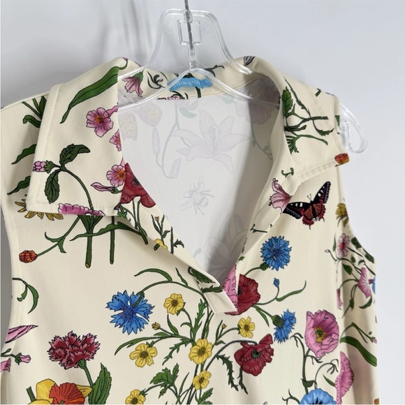 J McLaughlin Catalina Cloth Dress Womens Size Small Garden Floral Butterfly Bee - Picture 2 of 9
